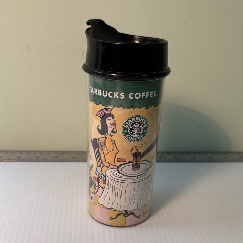 Starbucks Coffee Mug with Artistic Black and Green Design, Vintage Bodum - Picture 2 of 7